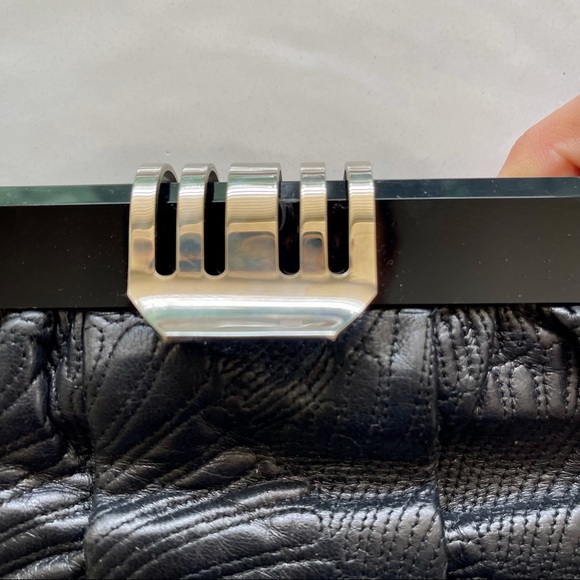 Marni black leather embroidered frame clutch - Picture 8 of 11